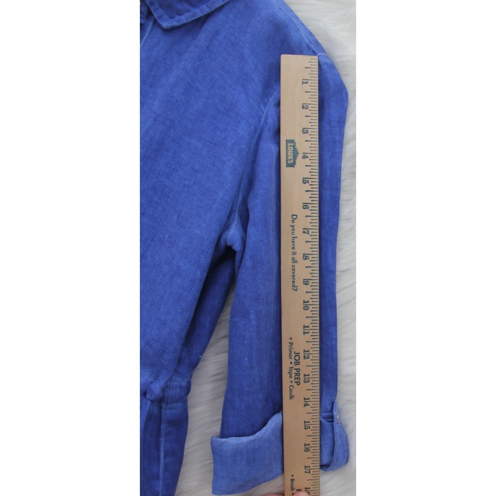 Chicos Button Front 100% Linen Shirt Jacket Blue Casual Womens Medium 1 Coastal - Picture 5 of 14